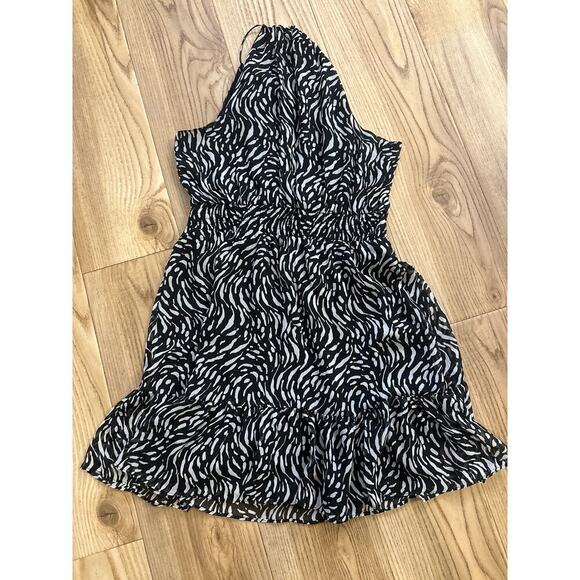 Nine West Halter Mini Dress Black and White Zig Zag Zebra pattern Womens Small - Picture 5 of 5